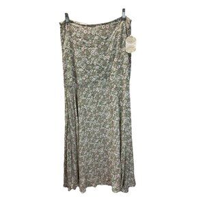 NEW with tags Alter’d State Green Floral side slit‎ Boho Maxi skirt size L